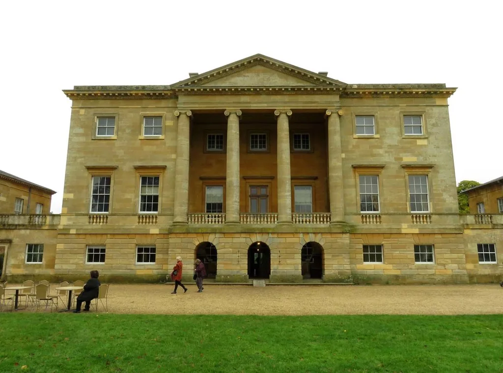 Columned portico on the front of Basildon Park house